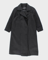 Vintage 80's Heavyweight Double Breasted Wool Overcoat - M