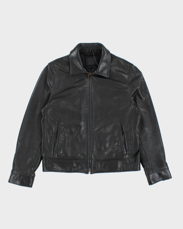 Vintage Roots Black Leather Zip Up Jacket - M