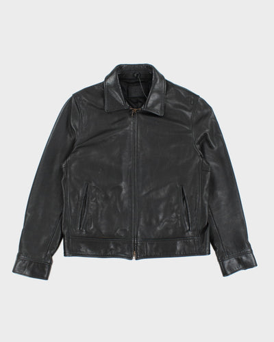 Vintage Roots Black Leather Zip Up Jacket - M