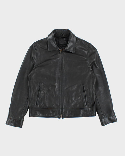 ジャケット・アウター 1980s 90s ROOTS Black Leather Zip Jacket Vintage Roots Black Leather Zip Up Jacket - M – Rokit