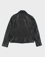 Vintage Roots Black Leather Zip Up Jacket - M