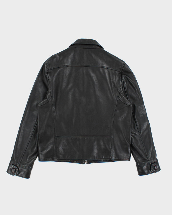 Vintage Roots Black Leather Zip Up Jacket - M