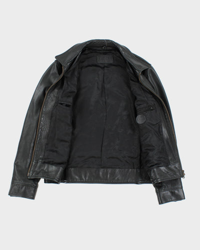 Vintage Roots Black Leather Zip Up Jacket - M