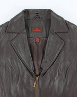 Vintage Y2K Danier Brown Cropped Leather Double Breasted Jacket - S