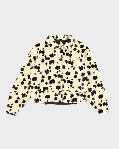 Vintage Y2K Dollhouse Cow Print Lined Collared Jacket - M