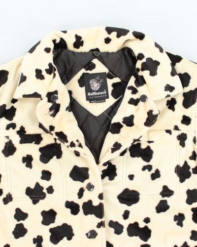Vintage Y2K Dollhouse Cow Print Lined Collared Jacket - M