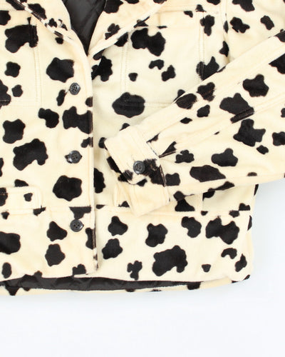 Vintage Y2K Dollhouse Cow Print Lined Collared Jacket - M