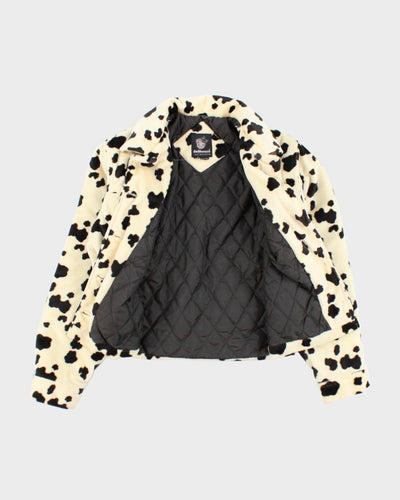 Vintage Y2K Dollhouse Cow Print Lined Collared Jacket - M