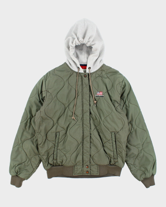 Vintage Polo Jeans Hooded Bomber Jacket - L