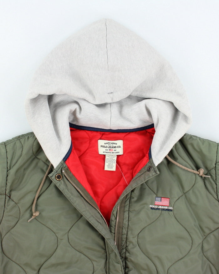 Vintage Polo Jeans Hooded Bomber Jacket - L
