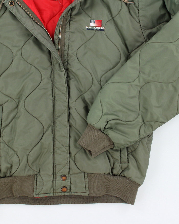 Vintage Polo Jeans Hooded Bomber Jacket - L
