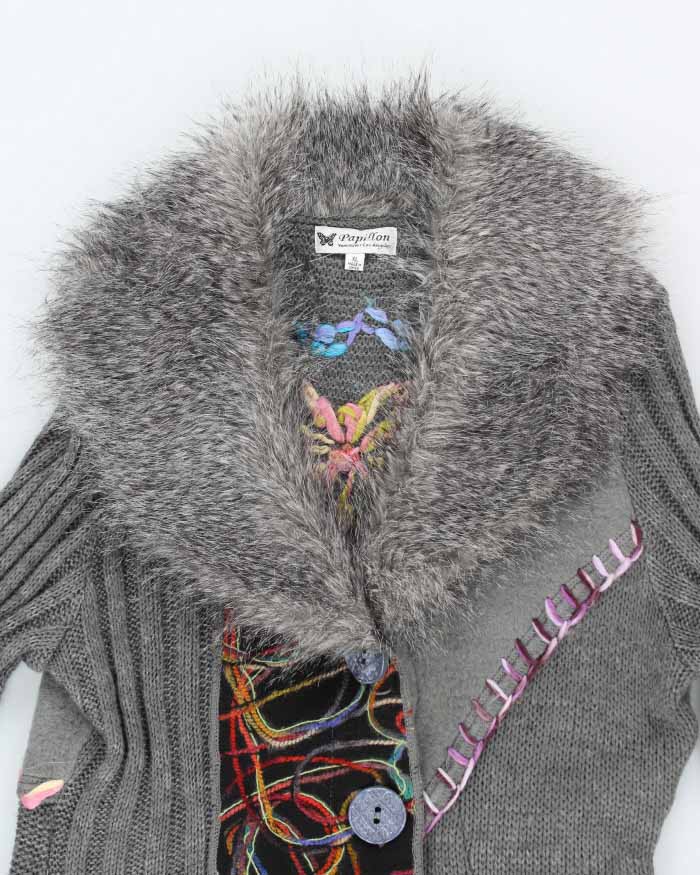 Vintage Women's Y2K Papillon Long Cardigan Jacket - XL