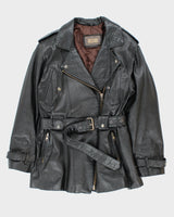 Vintage 80's Women's Galluci Heavyweight Double Breasted Leather Jacket - L