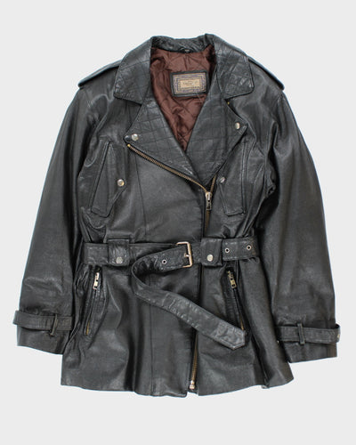 Vintage 80's Women's Galluci Heavyweight Double Breasted Leather Jacket - L