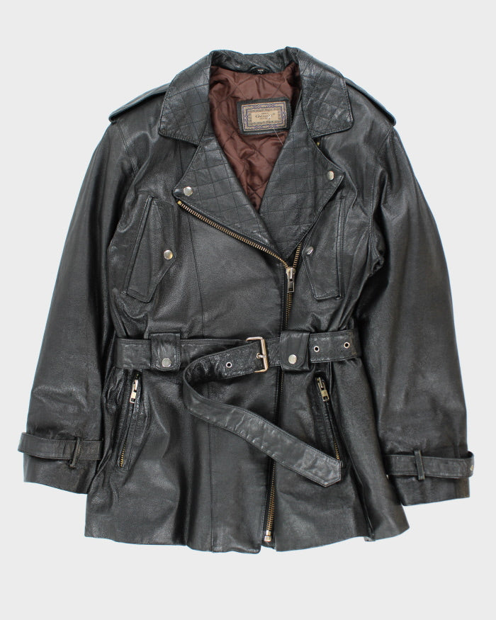 Vintage 80's Women's Galluci Heavyweight Double Breasted Leather Jacket - L