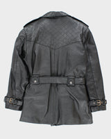 Vintage 80's Women's Galluci Heavyweight Double Breasted Leather Jacket - L
