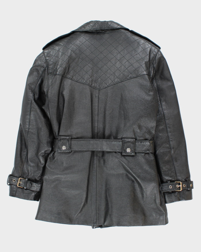 Vintage 80's Women's Galluci Heavyweight Double Breasted Leather Jacket - L