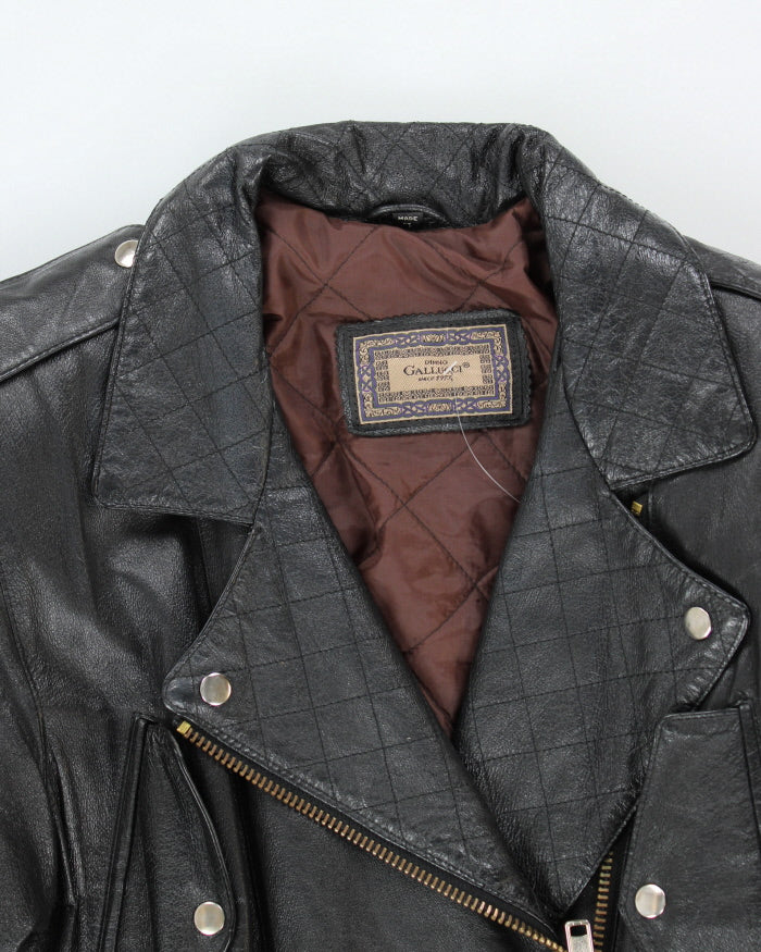Vintage 80's Women's Galluci Heavyweight Double Breasted Leather Jacket - L