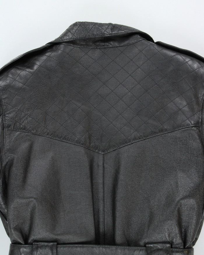 Vintage 80's Women's Galluci Heavyweight Double Breasted Leather Jacket - L