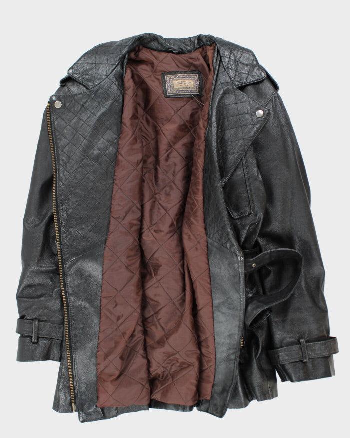 Vintage 80's Women's Galluci Heavyweight Double Breasted Leather Jacket - L