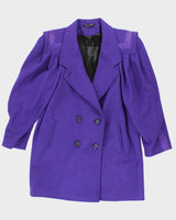 Vintage 80s Wool Blend Purple Coat - M