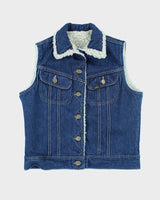 Vintage 90's Lee Teddy Lined Denim Gilet - S
