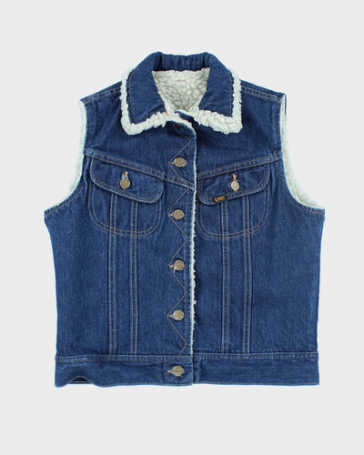 Vintage 90's Lee Teddy Lined Denim Gilet - S