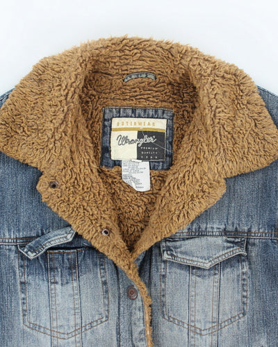 Vintage 90's Wrangler Teddy Lined Denim Jacket - S