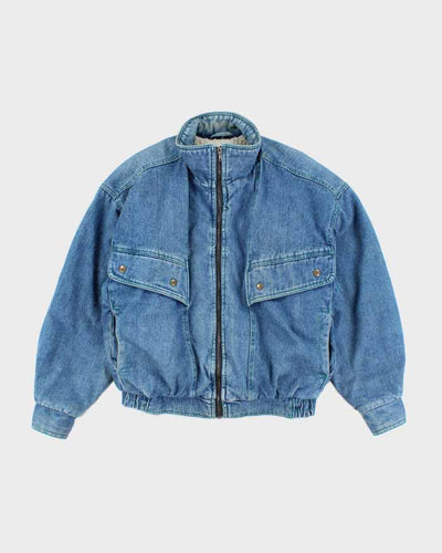 Vintage Women's Oversized Denim Bomber Jacket - L