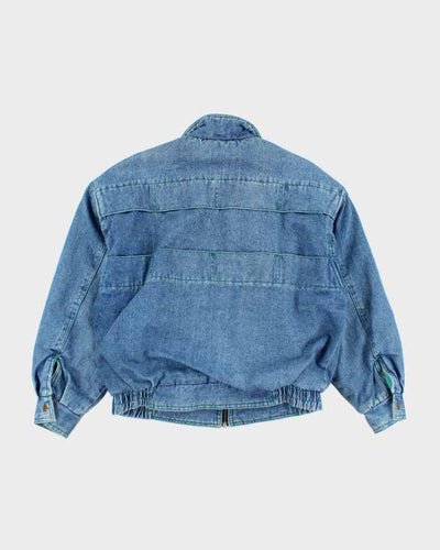 Vintage Women's Oversized Denim Bomber Jacket - L