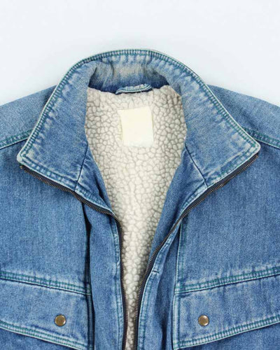 Vintage Women's Oversized Denim Bomber Jacket - L
