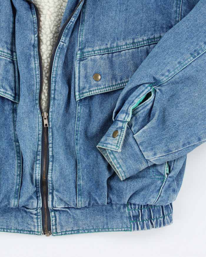 Vintage Women's Oversized Denim Bomber Jacket - L
