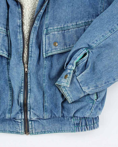 Vintage Women's Oversized Denim Bomber Jacket - L