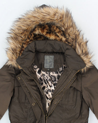 Vintage Women's Y2K Guess Hooded Parka Coat - S