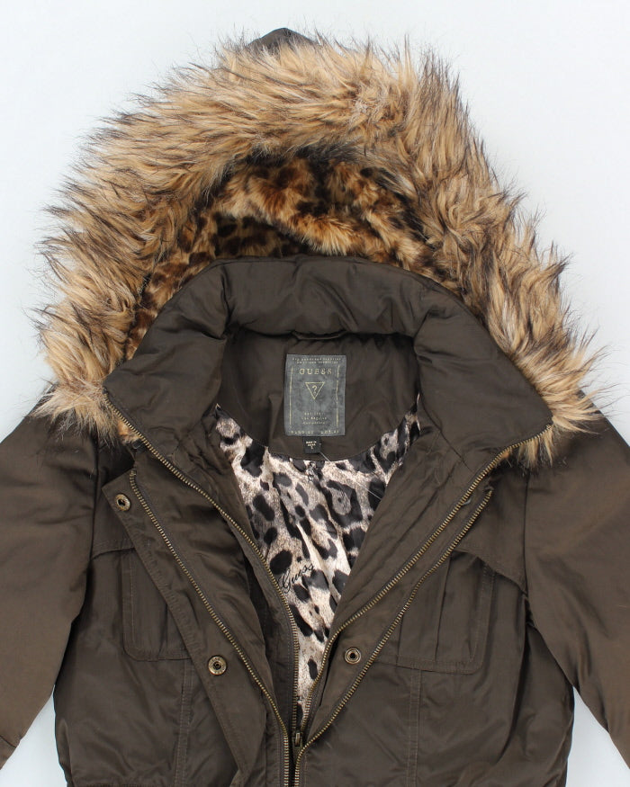 Vintage Women's Y2K Guess Hooded Parka Coat - S