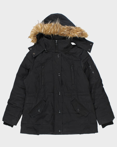 Vintage Women's Y2K Guess Hooded Multi Pocket Parka Coat - L