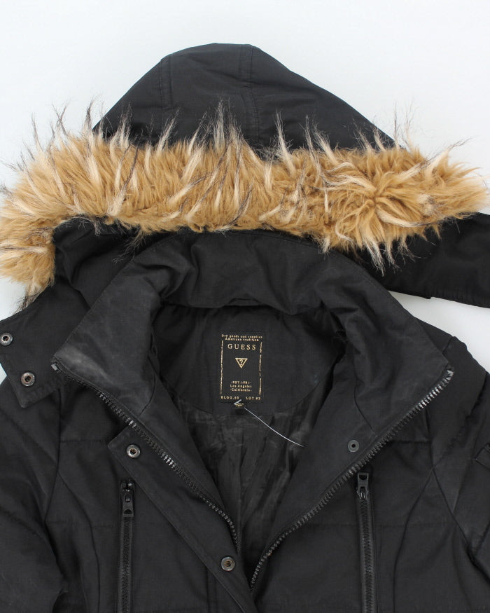 Vintage Women's Y2K Guess Hooded Multi Pocket Parka Coat - L