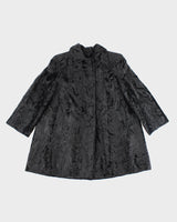 Vintage 60s Black Faux Fur Coat - M