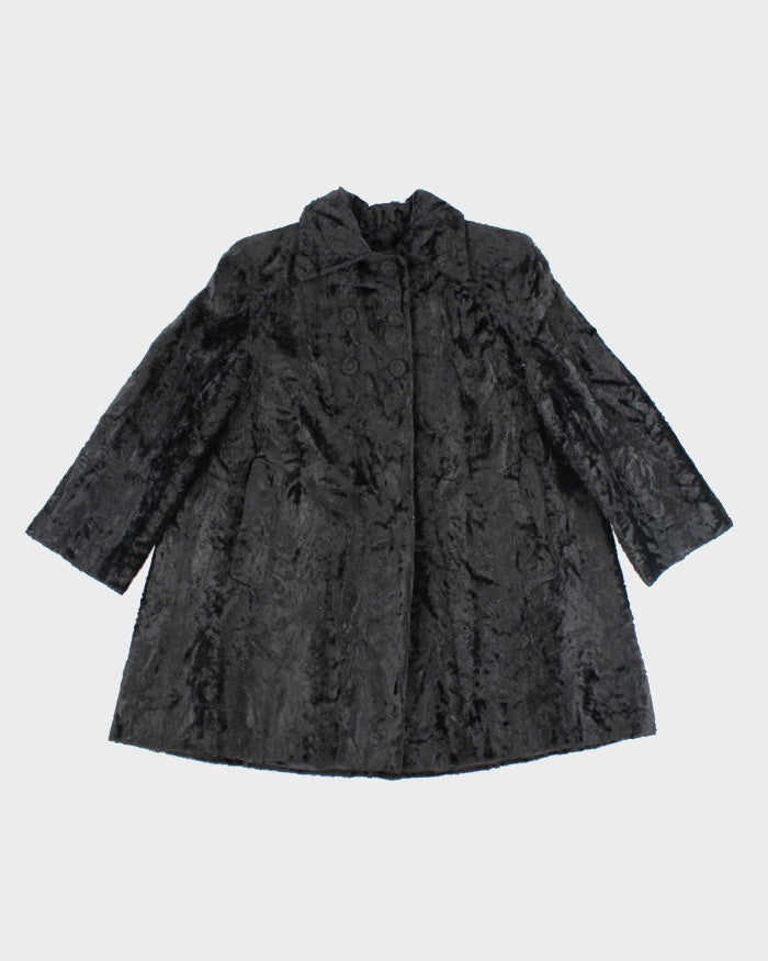 Vintage 60s Black Faux Fur Coat - M