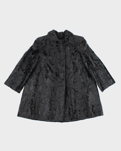 Vintage 60s Black Faux Fur Coat - M