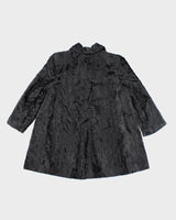 Vintage 60s Black Faux Fur Coat - M