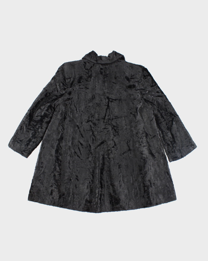 Vintage 60s Black Faux Fur Coat - M