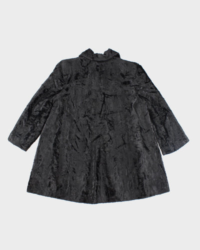 Vintage 60s Black Faux Fur Coat - M