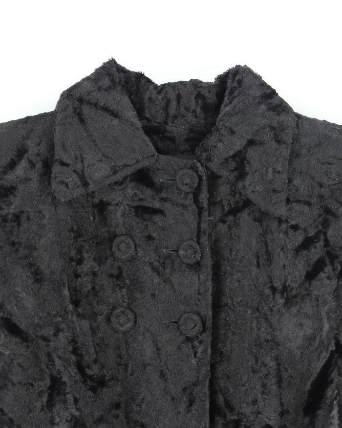Vintage 60s Black Faux Fur Coat - M