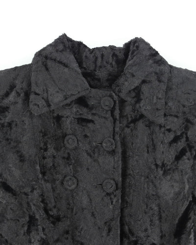 Vintage 60s Black Faux Fur Coat - M