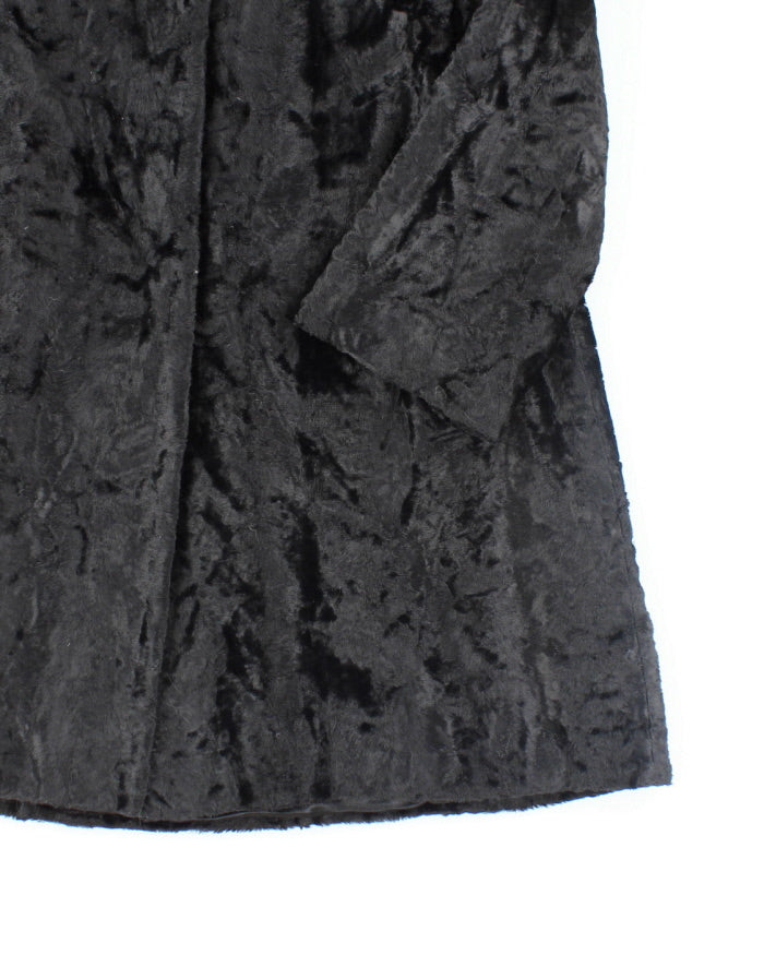 Vintage 60s Black Faux Fur Coat - M