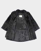 Vintage 60s Black Faux Fur Coat - M