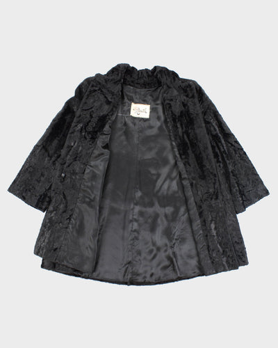 Vintage 60s Black Faux Fur Coat - M