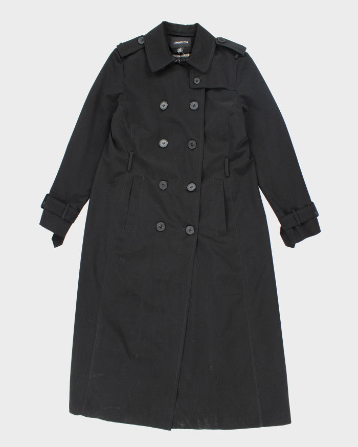London Fog Black Lined Trench Coat - M