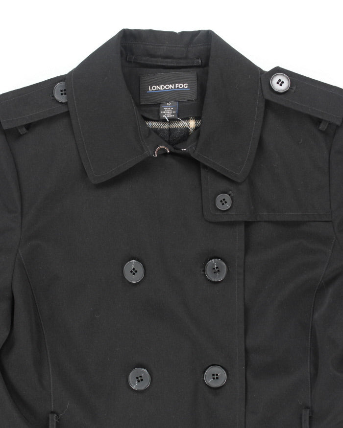 London Fog Black Lined Trench Coat - M